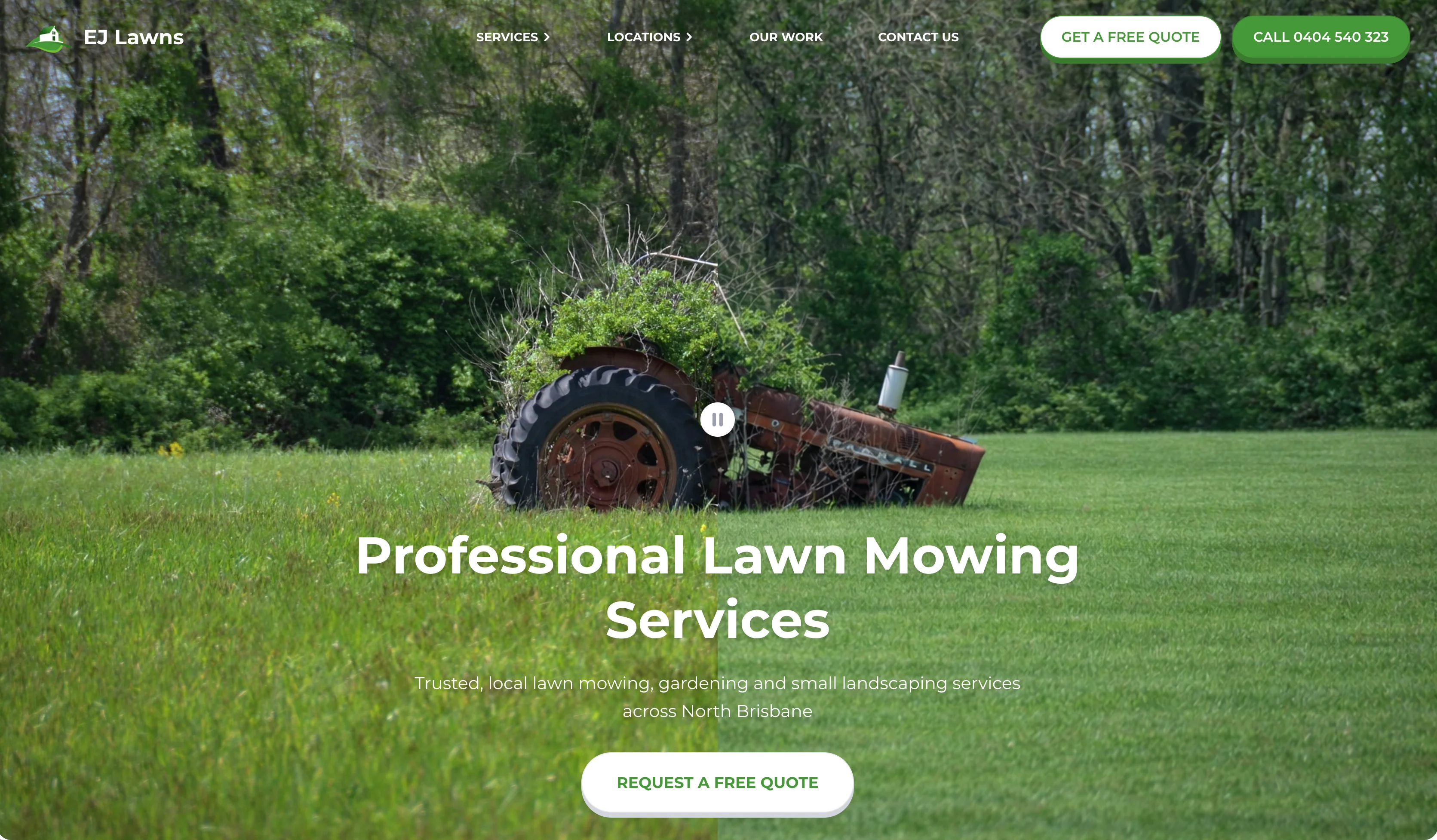 EJ Lawns homepage