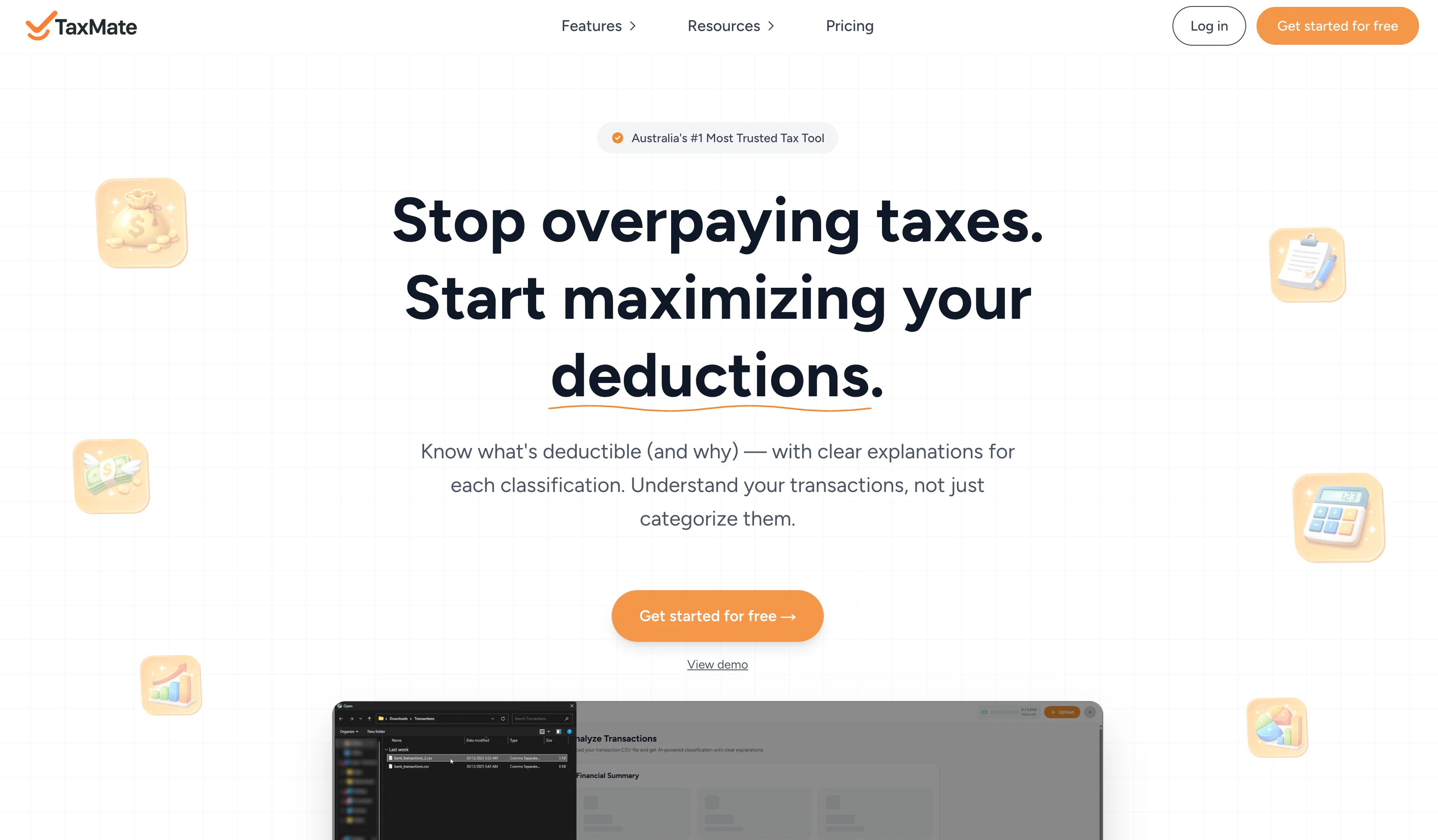 TaxMate homepage
